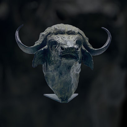 Bronze animalier, Buffle, sculpture, bronze, Sophie Gérault, art animalier