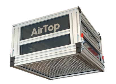 AirMex AirTop Decken-Luftreiniger an der Hallendecke über dem Arbeitsplatz