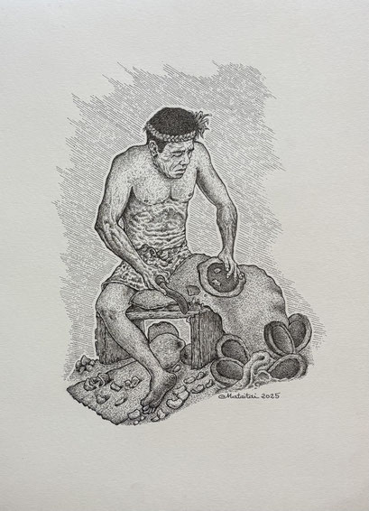 N°35 MATAITAI Te puha Encre de Chine 41 x 30 cm 2025