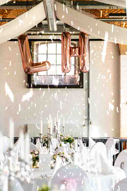 Tischdeko zur Hochzeit im Kunstsaal Lüneburg