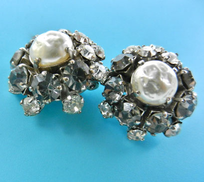 Charming 1940s baroque pearl and black diamond earrings -Art.229/4-SOLD OUT