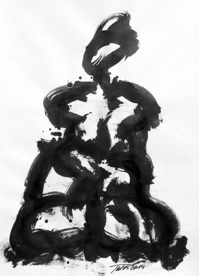 Figur Tusche auf Papier, 2014, 70x100cm