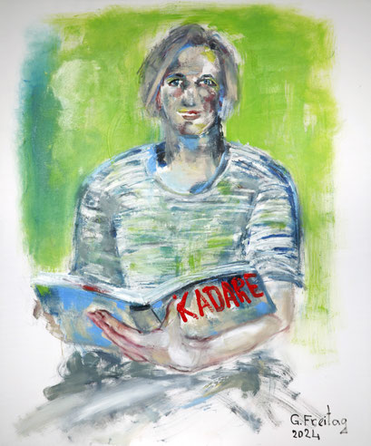 DER LESER | 2024, Öl auf Leinwand, 120 x 100 cm