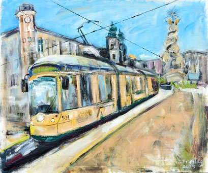 PÖSTLINGBERGBAHN #4 | 2025, Öl auf Leinwand, 120 x 100 cm