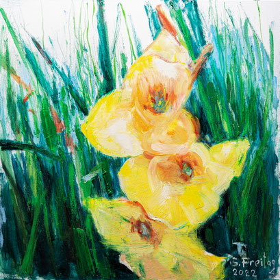 GLADIOLE | 2022, Öl auf Leinwand, 80 x 80 cm