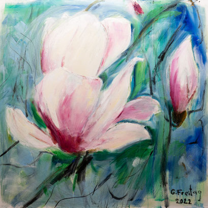 MAGNOLIEN | 2022, Öl auf Leinwand, 80 x 80 cm