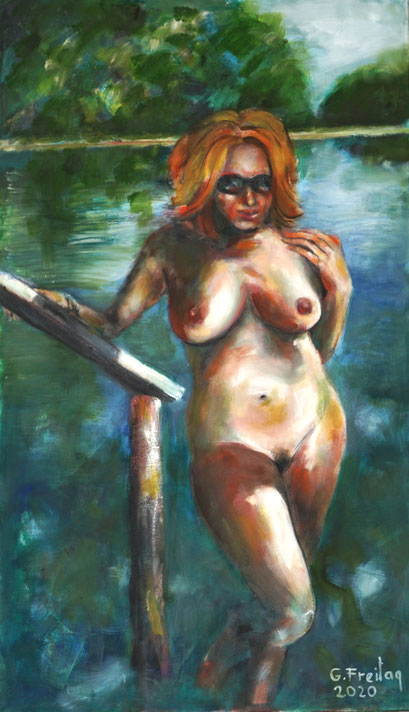 SONJUSCHKA AM SEE | 2029, Öl auf Leinwand, 120 x 70 cm