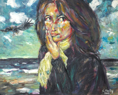 NADEGE AM MEER | 2011, Öl auf Leinwand, 100 x 80 cm