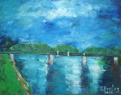 EISENBAHNBRÜCKE LINZ | 2016, Öl auf Leinwand, 100 x 80 cm
