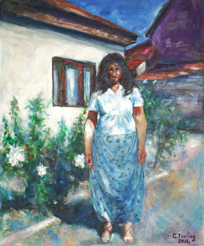 NADEGE WITH DIMIJA | 2014, Öl auf Leinwand, 100 x 120 cm