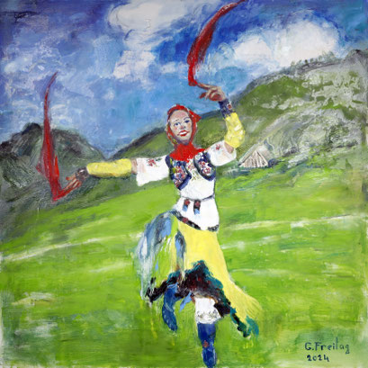 K'CIMI I TROPOJA | 2024, Öl auf Leinwand, 120 x 120 cm. 