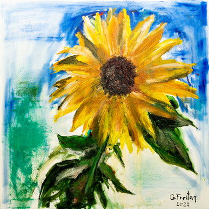SONNENBLUME | 2022, Öl auf Leinwand, 80 x 80 cm