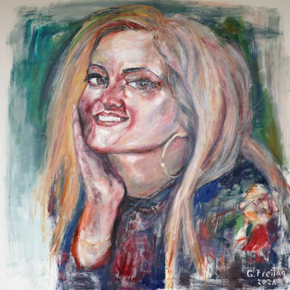 BEBE REXHA | 2021, Öl auf Leinwand, 120 x 120 cm