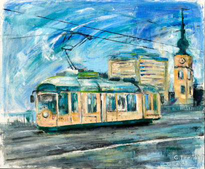 PÖSTLINGBERGBAHN #7 | 2025, Öl auf Leinwand, 120 x 100 cm