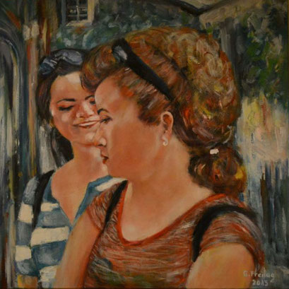 ZWEI ALBANERINNEN | 2013, Öl auf Leinwand, 80 x 80 cm