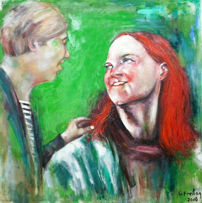 ALS ICH SIE ZUM ERSTEN MAL SAH | 2018, Öl auf Leinwand, 120 x 120 cm