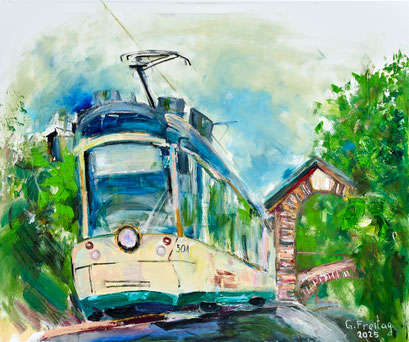 PÖSTLINGBERGBAHN #1 | 2025, Öl auf Leinwand, 120 x 100 cm