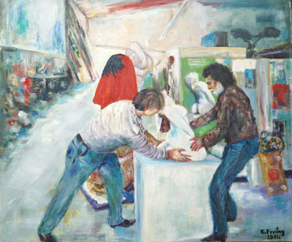 ATELIER 1, 2014, Öl auf Leinwand 120 x 100 cm