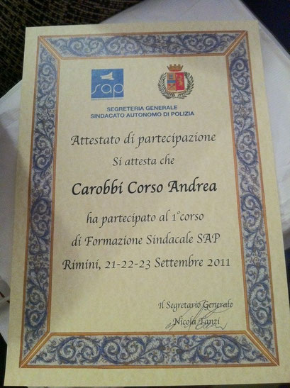 L'attestato di paetecipazione al corso sindacale