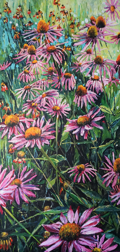Rosa Sonnenhut, 50x100 cm, 2023
