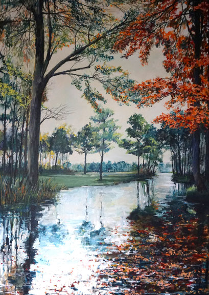 Bäume am Wasser, 100x140 cm, 2023