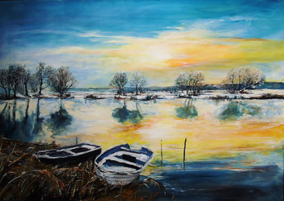 Das winterliche Havelland (Havel bei Rathenow), 100x70cm, 2014