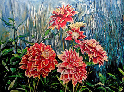 Dahlienbeet I, 120x90 cm, 2017 (verk.)