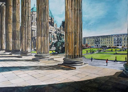 Säulenhalle des Alten Museums, Berlin, 70x50 cm, 2020