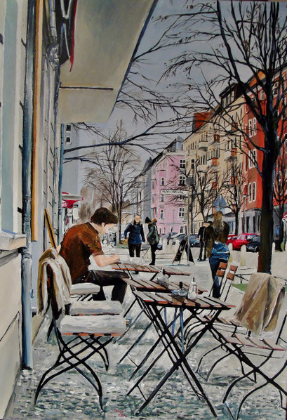 Straßencafè, Bötzow-viertel, Berlin, 70x100cm, 2014