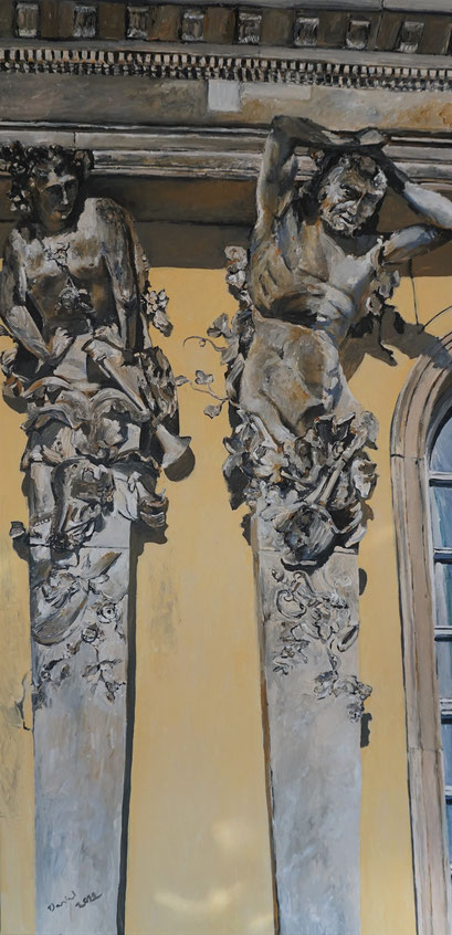 Karyatiden an der Gartenseite vom Schloss Sanssouci (IV), 50x100 cm, 2022