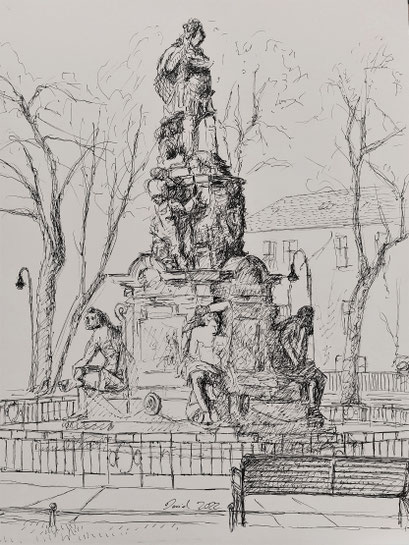 Das Kurfürstendenkmal, Rathenow, 50x70 cm, 2022