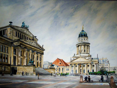 Gendarmenmarkt, Franz. Dom und Konzerthaus, 120x90cm, 2014 (leicht beschädigt)