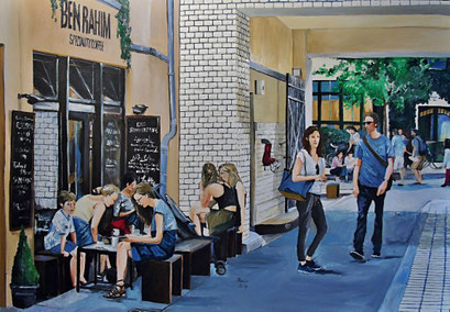 Am Rand der Hackeschen Höfe, Berlin-Mitte, 100x70 cm, 2017
