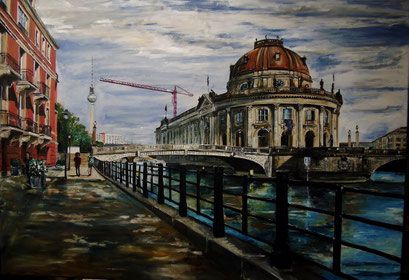 Monbijoubrücke und Bodemuseum, Berlin-Mitte, 100x70 cm, 2016