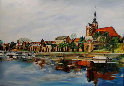 Tangermünde, St.-Stephan und Hafen, 70x50cm, 2012 (verk.)