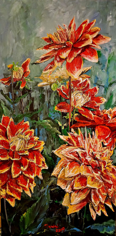 Dahlienblüte, 50x100 cm, 2019 (verk.)