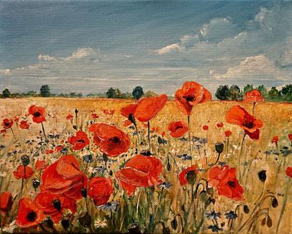 Mohnblüten auf dem Feld, 50x40 cm, 2018 (Auftragsarbeit)