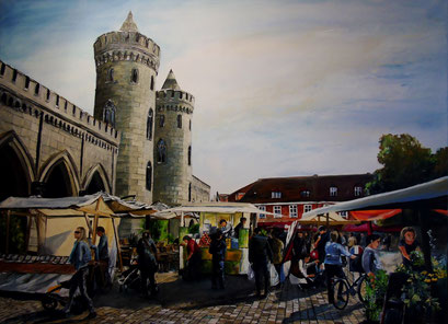 Wochenmarkt am Nauener Tor in Potsdam, 120x90cm, 2014
