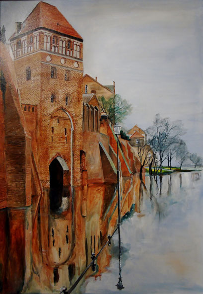 Tangermünde, Roßpforte bei Hochwasser, 70x100cm, 2012 (verk.)