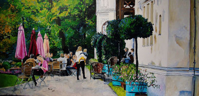 Vor dem Kleinen Schloss, Park Babelsberg, Potsdam, Acryl, 100x50 cm, 2015