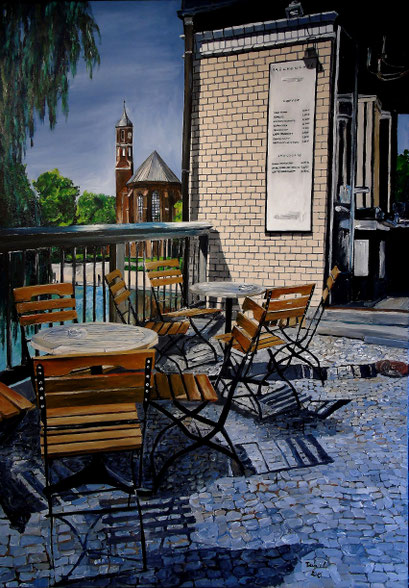 Auf der Jahrtausendbrücke, Brandenburg an der Havel, 70x100 cm, 2016 (verk.)