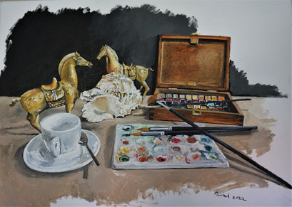 Stillleben mit Palette, 70x50 cm, 2022