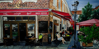 Straßencafé an der Ecke, Potsdam-Holländerviertel, 100x50 cm, 2016