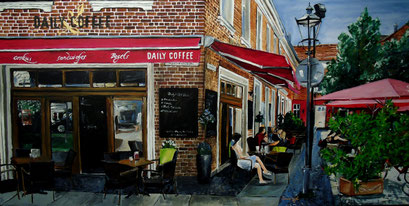 Straßencafé an der Ecke, Potsdam-Holländerviertel, 100x50 cm, 2016