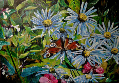 Herbstastern und Fuchsauge, 100x70 cm, 2016