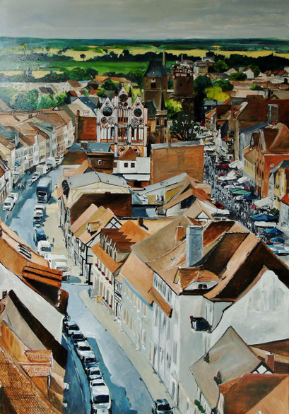 Tangermünde, Altstadt, Blick vom Kirchturm, 70x100cm, 2012