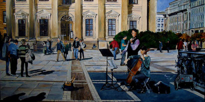 Musiker auf dem Gendarmenmarkt, Berlin, 100x50cm, 2015 (verk.)
