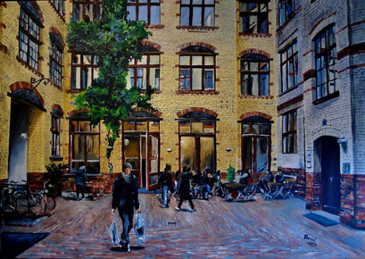 Cafe im 2. Hinterhof, Sophie-Gips-Höfe, Berlin-Mitte, 100x70 cm, 2016