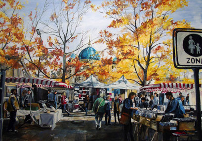 Kunstmarkt am Zeughaus, Blick zum Lustgarten und Dom, Berlin, 100x70cm, 2014