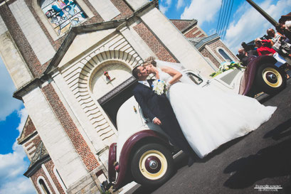 mariage valenciennes sortie église voiture 